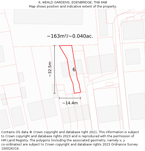 6, WEALD GARDENS, EDENBRIDGE, TN8 6AB: Plot and title map