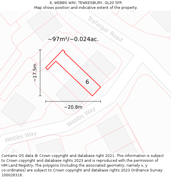 6, WEBBS WAY, TEWKESBURY, GL20 5FR: Plot and title map