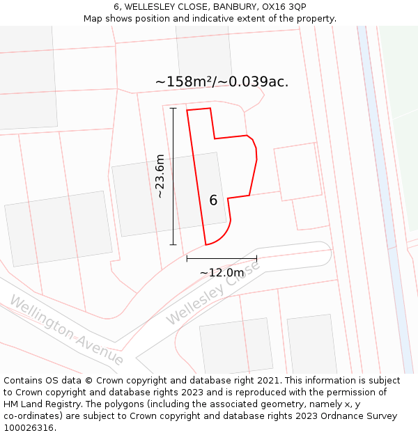 6, WELLESLEY CLOSE, BANBURY, OX16 3QP: Plot and title map