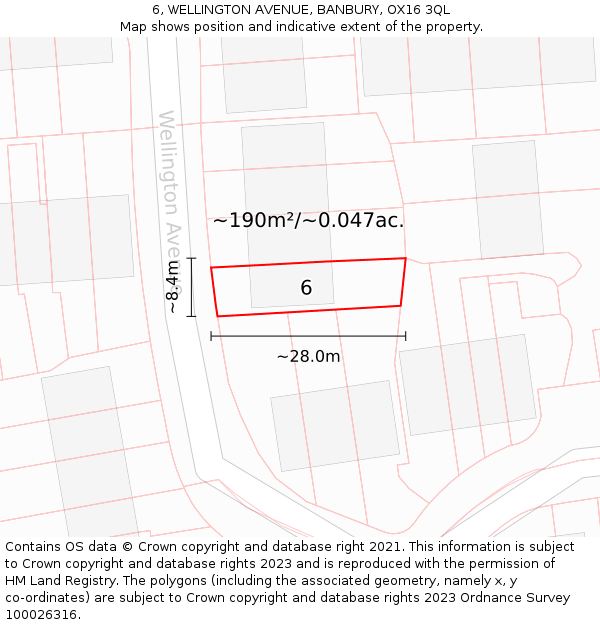 6, WELLINGTON AVENUE, BANBURY, OX16 3QL: Plot and title map