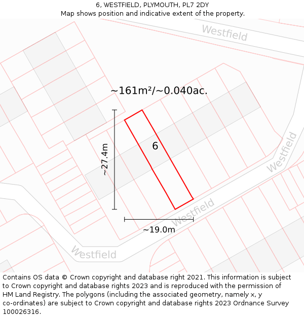 6, WESTFIELD, PLYMOUTH, PL7 2DY: Plot and title map