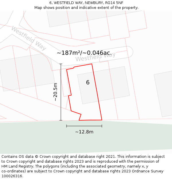 6, WESTFIELD WAY, NEWBURY, RG14 5NF: Plot and title map