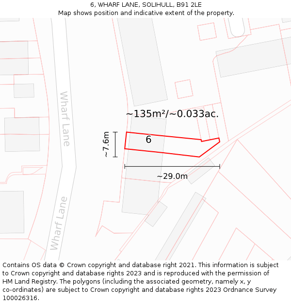 6, WHARF LANE, SOLIHULL, B91 2LE: Plot and title map