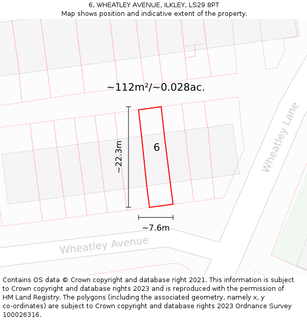 6, WHEATLEY AVENUE, ILKLEY, LS29 8PT: Plot and title map