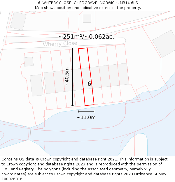 6, WHERRY CLOSE, CHEDGRAVE, NORWICH, NR14 6LS: Plot and title map