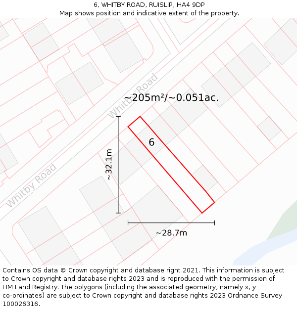 6, WHITBY ROAD, RUISLIP, HA4 9DP: Plot and title map
