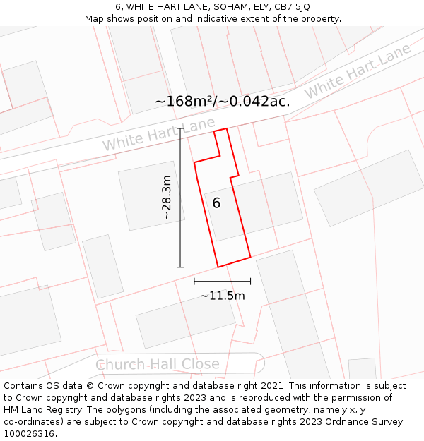 6, WHITE HART LANE, SOHAM, ELY, CB7 5JQ: Plot and title map