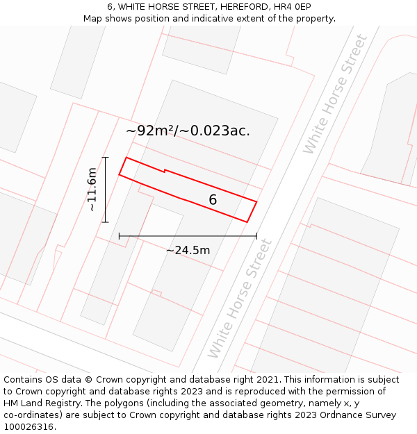 6, WHITE HORSE STREET, HEREFORD, HR4 0EP: Plot and title map