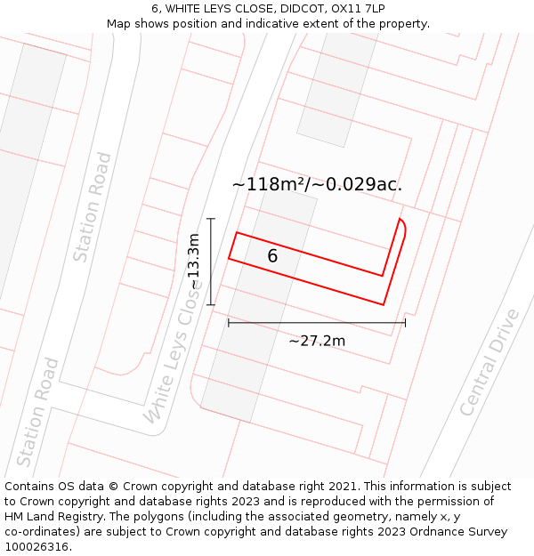 6, WHITE LEYS CLOSE, DIDCOT, OX11 7LP: Plot and title map