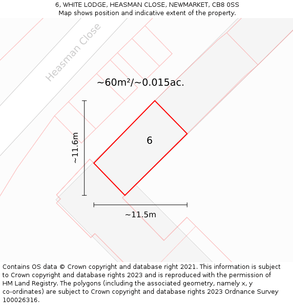 6, WHITE LODGE, HEASMAN CLOSE, NEWMARKET, CB8 0SS: Plot and title map