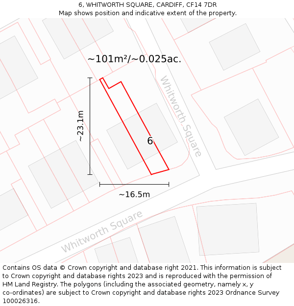 6, WHITWORTH SQUARE, CARDIFF, CF14 7DR: Plot and title map
