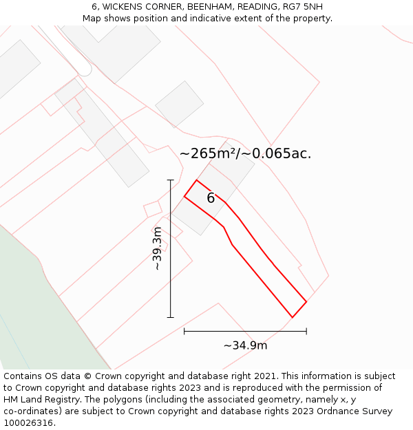 6, WICKENS CORNER, BEENHAM, READING, RG7 5NH: Plot and title map