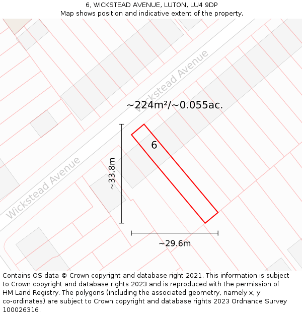6, WICKSTEAD AVENUE, LUTON, LU4 9DP: Plot and title map