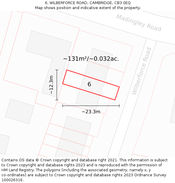 6, WILBERFORCE ROAD, CAMBRIDGE, CB3 0EQ: Plot and title map