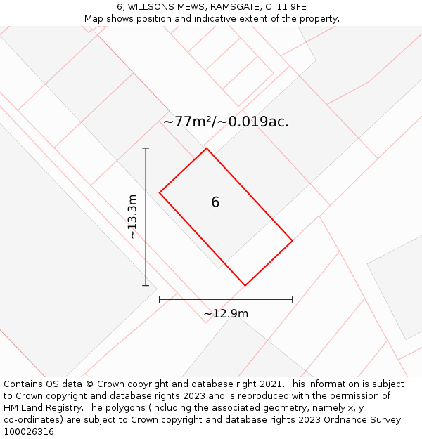 6, WILLSONS MEWS, RAMSGATE, CT11 9FE: Plot and title map