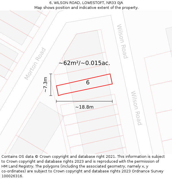 6, WILSON ROAD, LOWESTOFT, NR33 0JA: Plot and title map