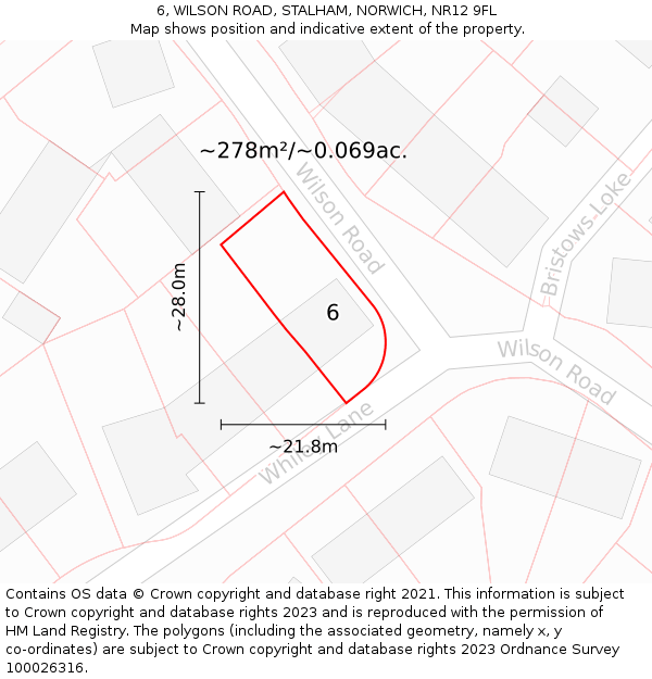 6, WILSON ROAD, STALHAM, NORWICH, NR12 9FL: Plot and title map