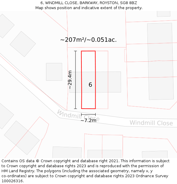 6, WINDMILL CLOSE, BARKWAY, ROYSTON, SG8 8BZ: Plot and title map