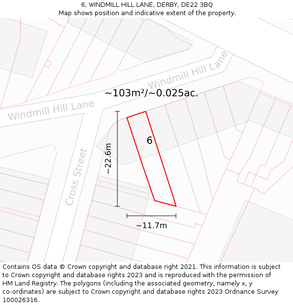 6, WINDMILL HILL LANE, DERBY, DE22 3BQ: Plot and title map