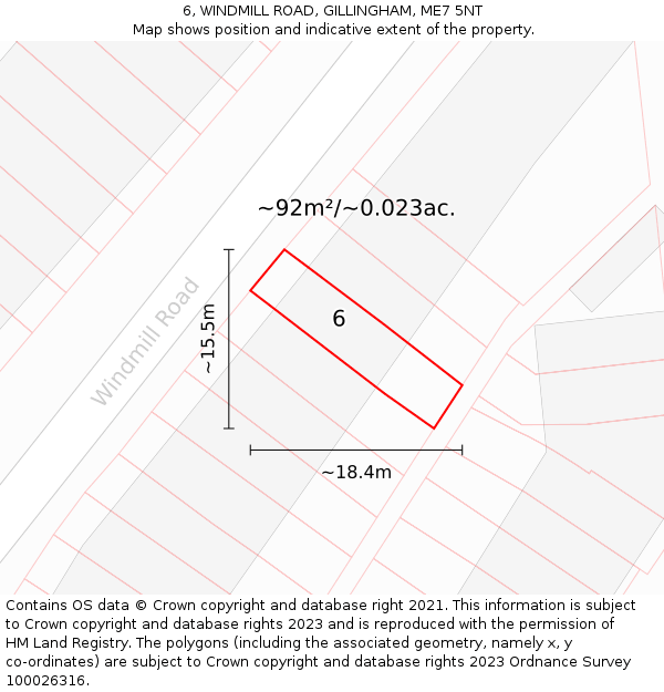 6, WINDMILL ROAD, GILLINGHAM, ME7 5NT: Plot and title map