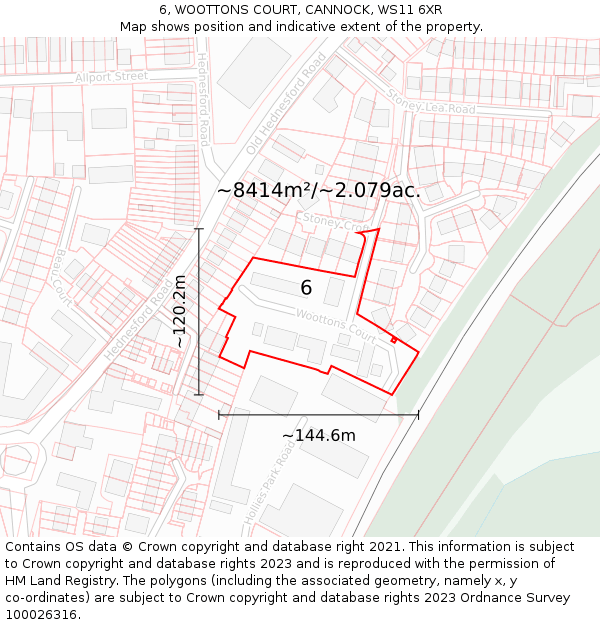 6, WOOTTONS COURT, CANNOCK, WS11 6XR: Plot and title map
