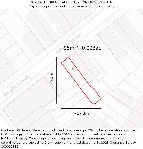 6, WRIGHT STREET, TALKE, STOKE-ON-TRENT, ST7 1NY: Plot and title map
