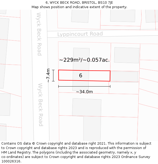6, WYCK BECK ROAD, BRISTOL, BS10 7JE: Plot and title map