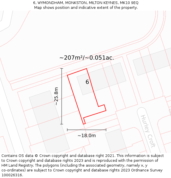 6, WYMONDHAM, MONKSTON, MILTON KEYNES, MK10 9EQ: Plot and title map