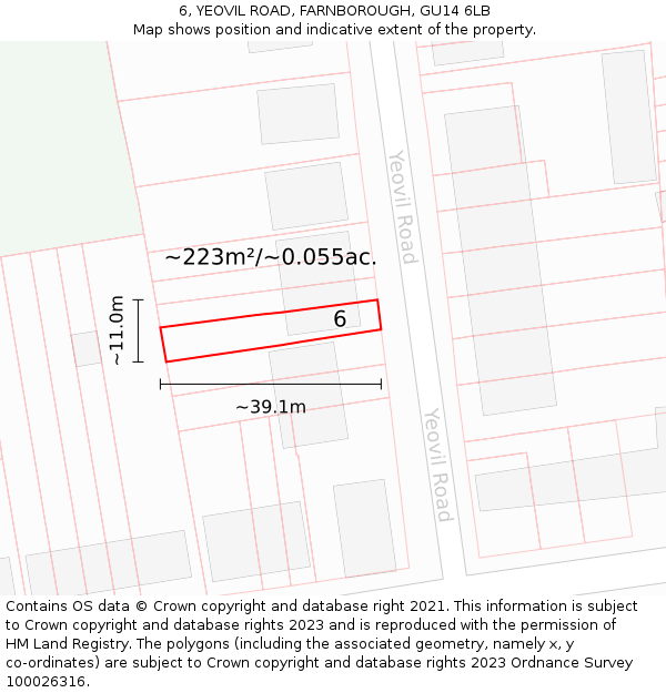 6, YEOVIL ROAD, FARNBOROUGH, GU14 6LB: Plot and title map