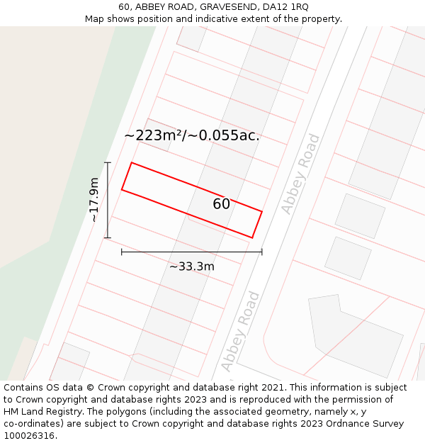 60, ABBEY ROAD, GRAVESEND, DA12 1RQ: Plot and title map