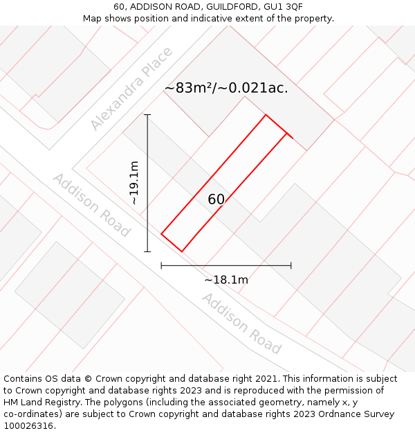 60, ADDISON ROAD, GUILDFORD, GU1 3QF: Plot and title map