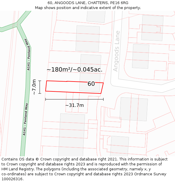 60, ANGOODS LANE, CHATTERIS, PE16 6RG: Plot and title map