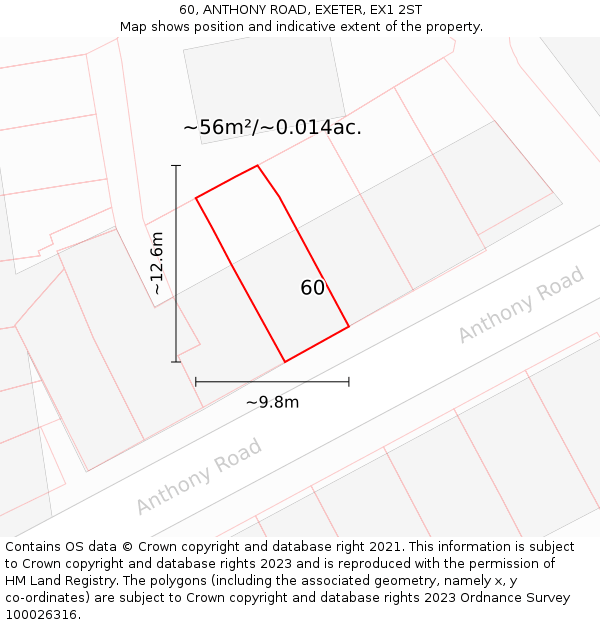 60, ANTHONY ROAD, EXETER, EX1 2ST: Plot and title map