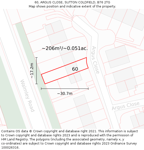 60, ARGUS CLOSE, SUTTON COLDFIELD, B76 2TG: Plot and title map