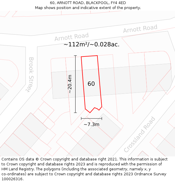 60, ARNOTT ROAD, BLACKPOOL, FY4 4ED: Plot and title map