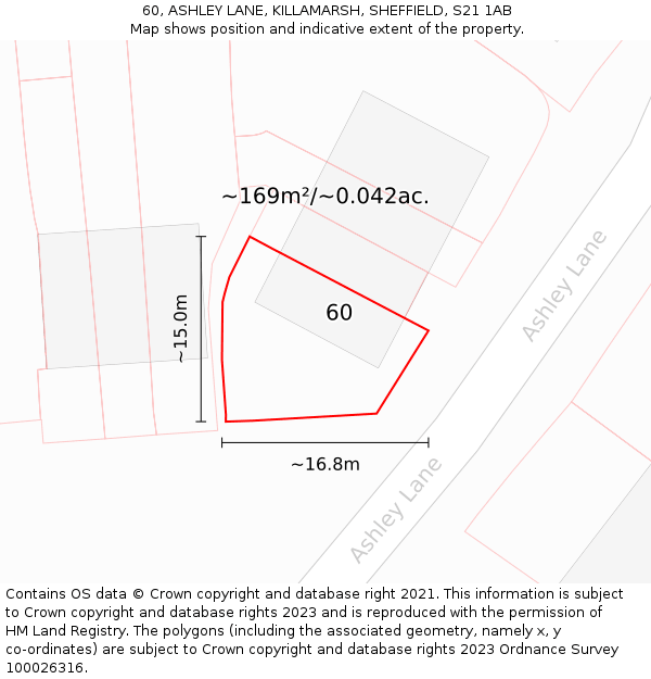 60, ASHLEY LANE, KILLAMARSH, SHEFFIELD, S21 1AB: Plot and title map