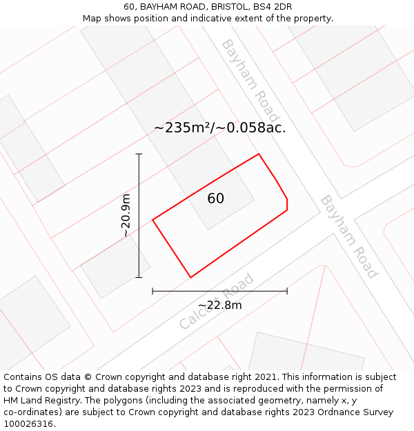 60, BAYHAM ROAD, BRISTOL, BS4 2DR: Plot and title map