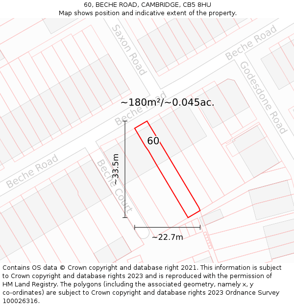 60, BECHE ROAD, CAMBRIDGE, CB5 8HU: Plot and title map