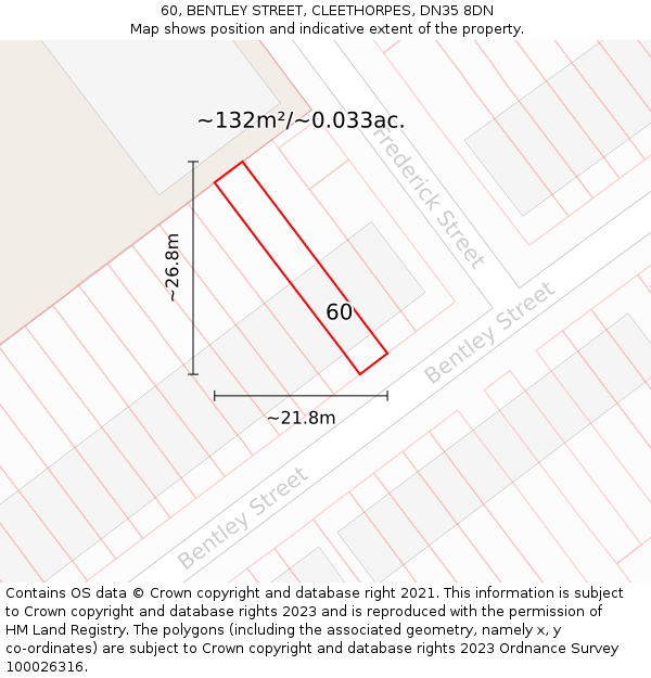 60, BENTLEY STREET, CLEETHORPES, DN35 8DN: Plot and title map