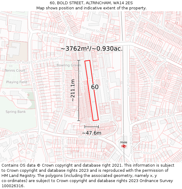 60, BOLD STREET, ALTRINCHAM, WA14 2ES: Plot and title map