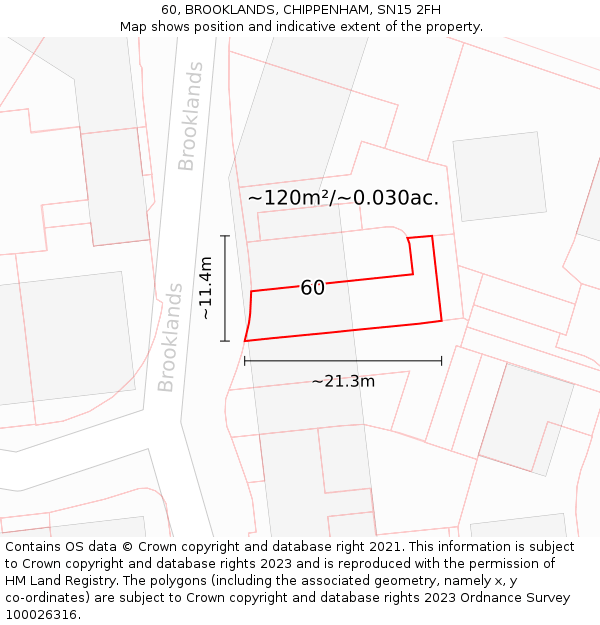 60, BROOKLANDS, CHIPPENHAM, SN15 2FH: Plot and title map
