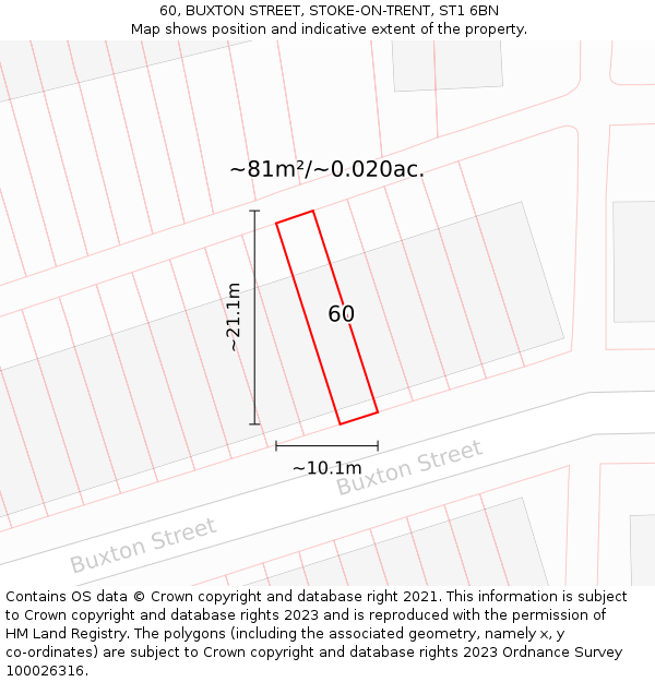 60, BUXTON STREET, STOKE-ON-TRENT, ST1 6BN: Plot and title map