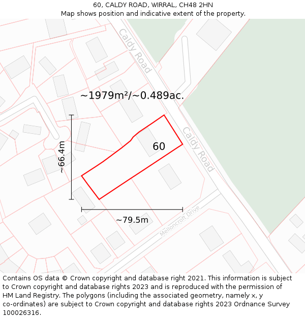60, CALDY ROAD, WIRRAL, CH48 2HN: Plot and title map