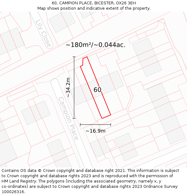 60, CAMPION PLACE, BICESTER, OX26 3EH: Plot and title map