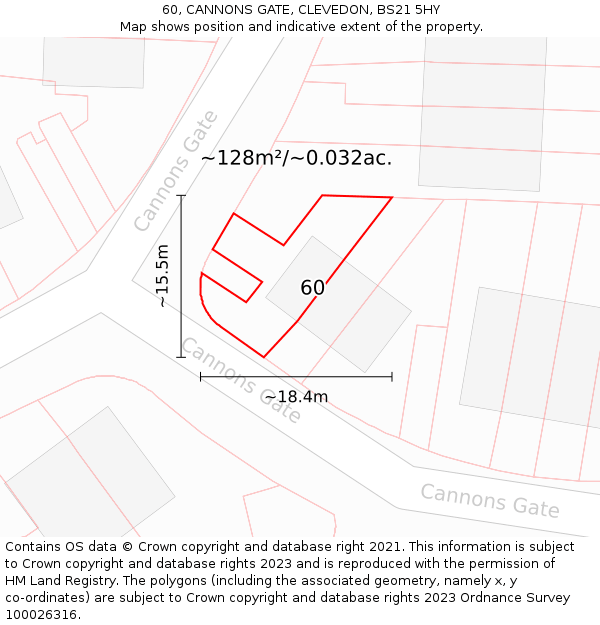 60, CANNONS GATE, CLEVEDON, BS21 5HY: Plot and title map