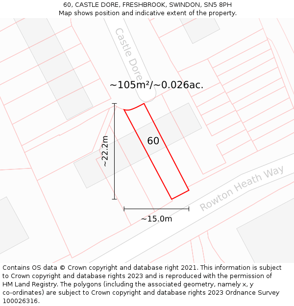 60, CASTLE DORE, FRESHBROOK, SWINDON, SN5 8PH: Plot and title map