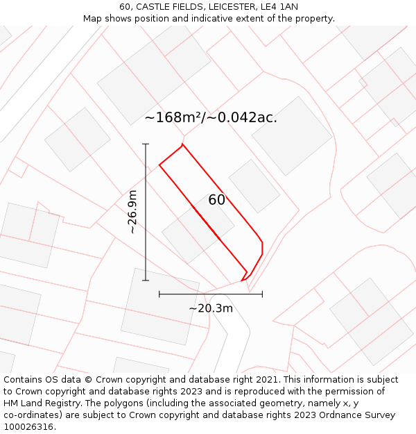 60, CASTLE FIELDS, LEICESTER, LE4 1AN: Plot and title map