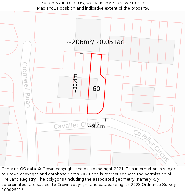 60, CAVALIER CIRCUS, WOLVERHAMPTON, WV10 8TR: Plot and title map