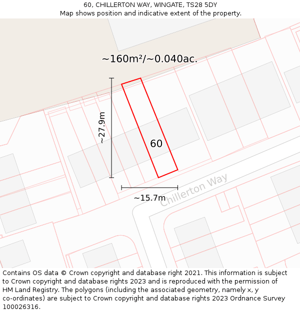 60, CHILLERTON WAY, WINGATE, TS28 5DY: Plot and title map
