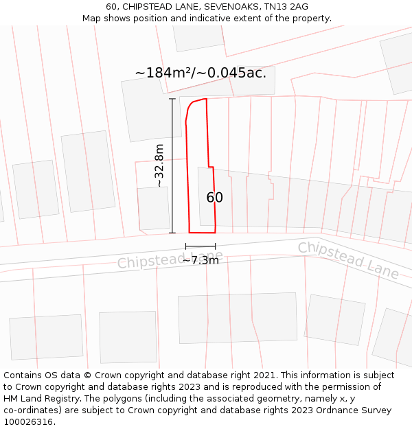 60, CHIPSTEAD LANE, SEVENOAKS, TN13 2AG: Plot and title map